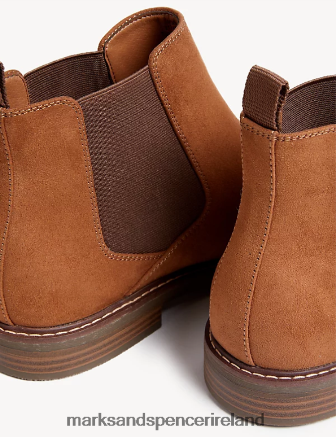 Marks & Spencer Men Suedette Chelsea Boots Tan Footwear 2VJ8DF5915