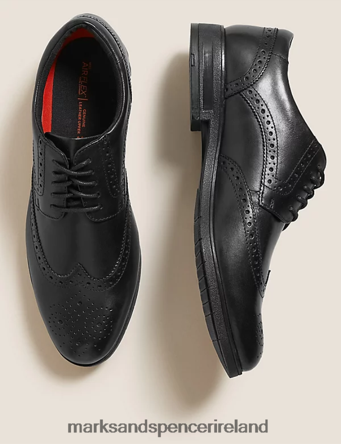 Marks & Spencer Men Airflex Leather Brogues Black Footwear 2VJ8DF6239