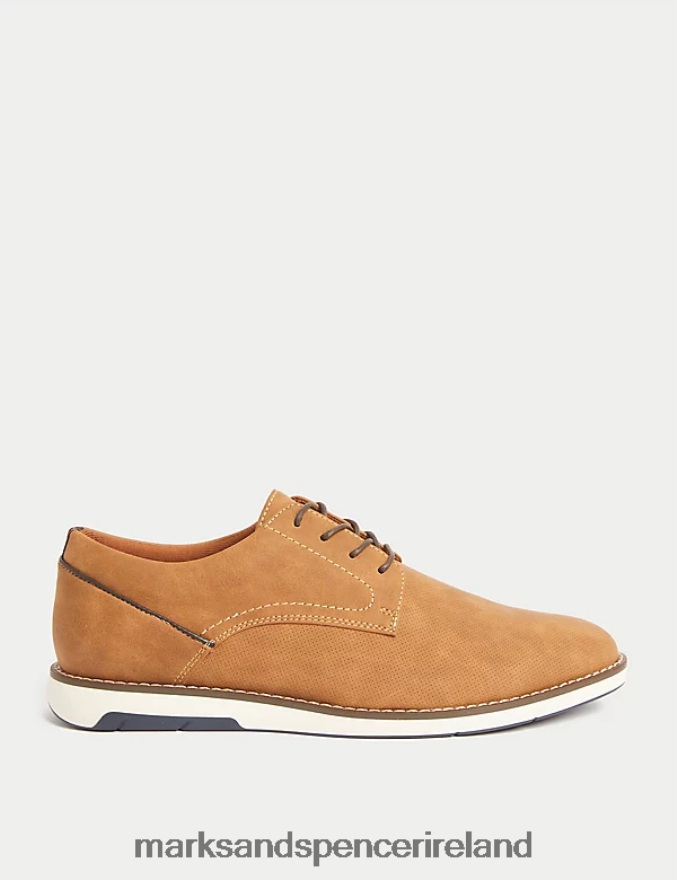 Marks & Spencer Men Derby Shoes with Freshfeet Tan Footwear 2VJ8DF5518