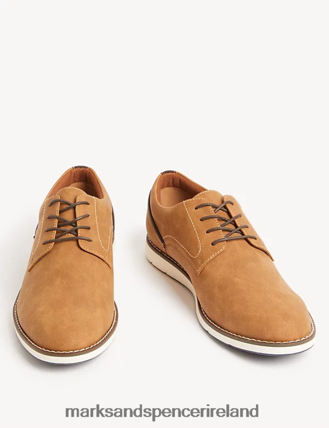 Marks & Spencer Men Derby Shoes with Freshfeet Tan Footwear 2VJ8DF5518