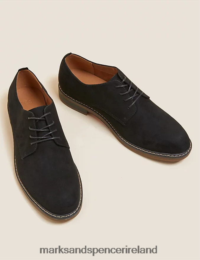 Marks & Spencer Men Faux Suede Derby Shoes Black Footwear 2VJ8DF7495