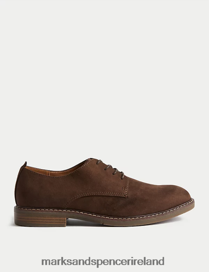Marks & Spencer Men Faux Suede Derby Shoes Brown Footwear 2VJ8DF7496
