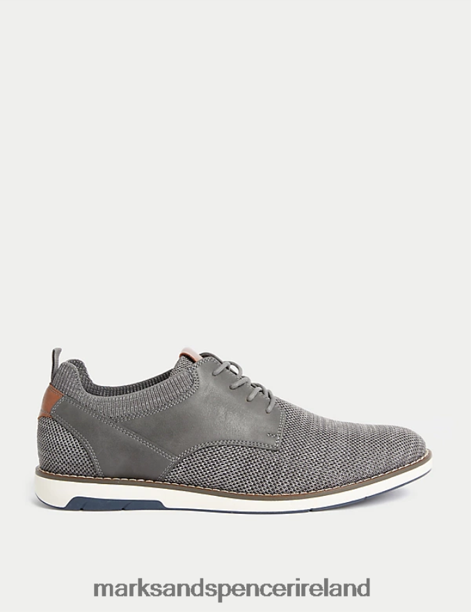 Marks & Spencer Men Knitted Derby Shoes Grey Footwear 2VJ8DF6861