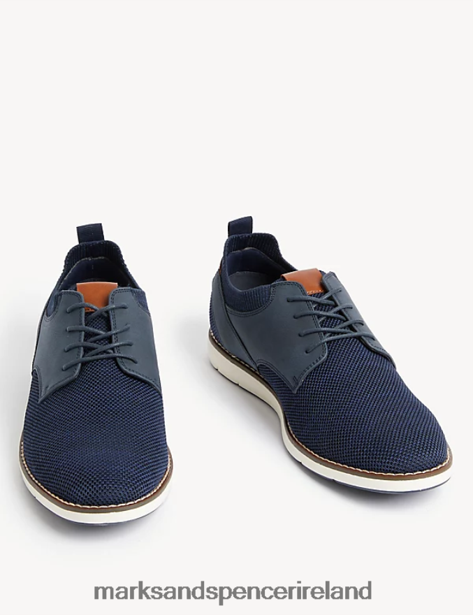 Marks & Spencer Men Knitted Derby Shoes Navy Footwear 2VJ8DF6514