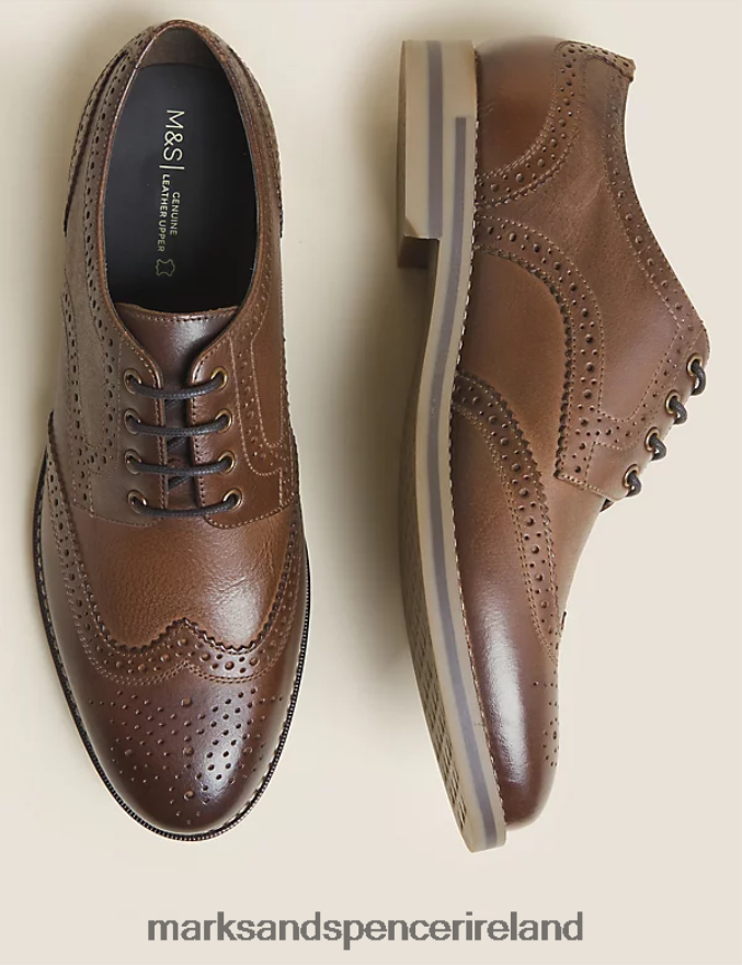 Marks & Spencer Men Leather Brogues Brown Footwear 2VJ8DF6743