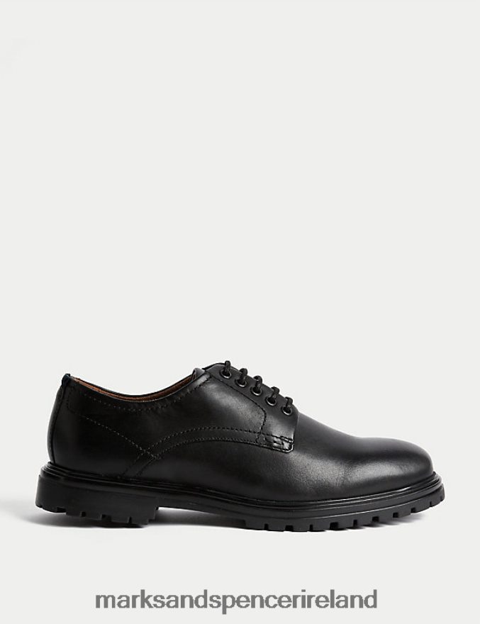 Marks & Spencer Men Leather Derby Shoes Black Footwear 2VJ8DF7179