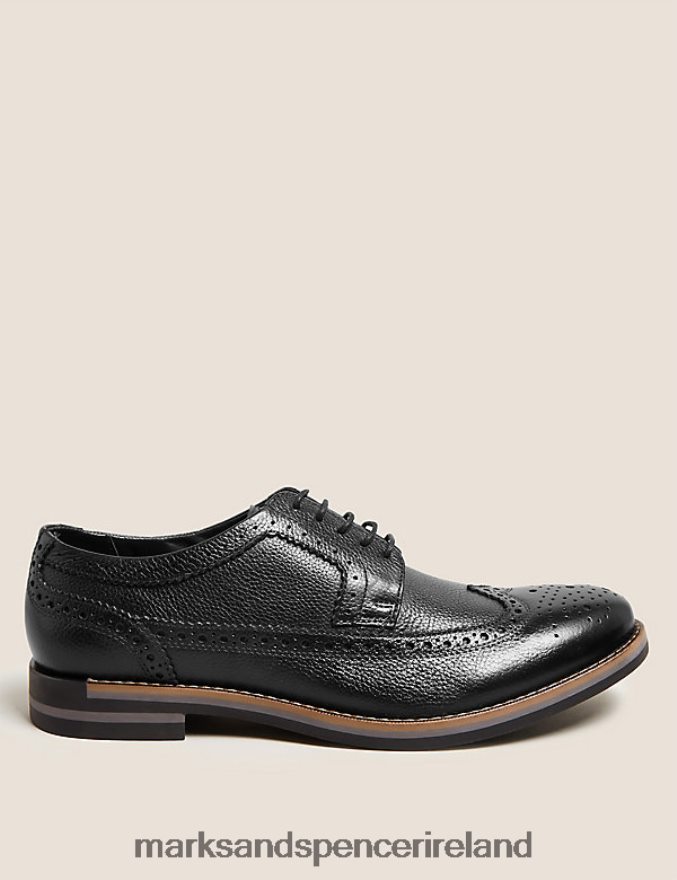 Marks & Spencer Men Leather Trisole Brogues Black Footwear 2VJ8DF6040