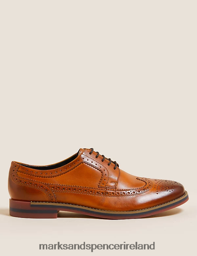 Marks & Spencer Men Leather Trisole Brogues Chestnut Footwear 2VJ8DF6426