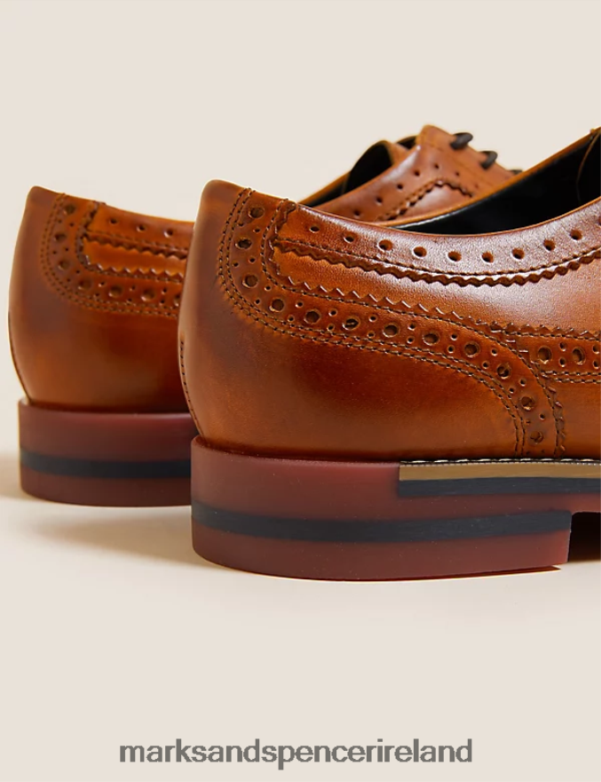 Marks & Spencer Men Leather Trisole Brogues Chestnut Footwear 2VJ8DF6426