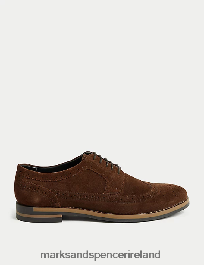 Marks & Spencer Men Suede Brogues Chocolate Footwear 2VJ8DF6192