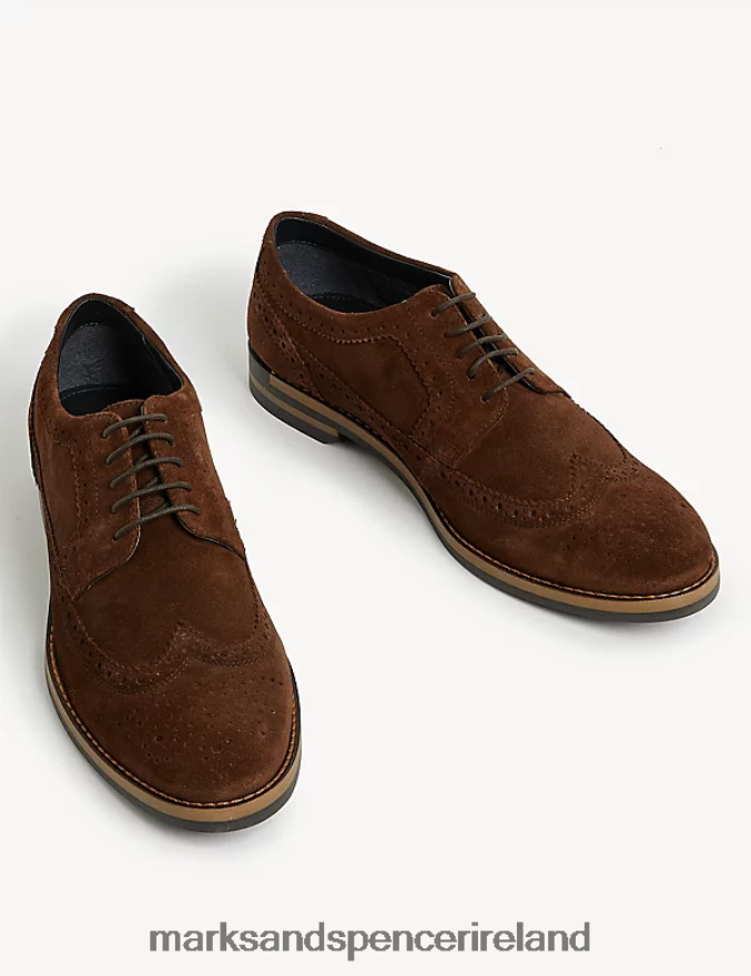 Marks & Spencer Men Suede Brogues Chocolate Footwear 2VJ8DF6192