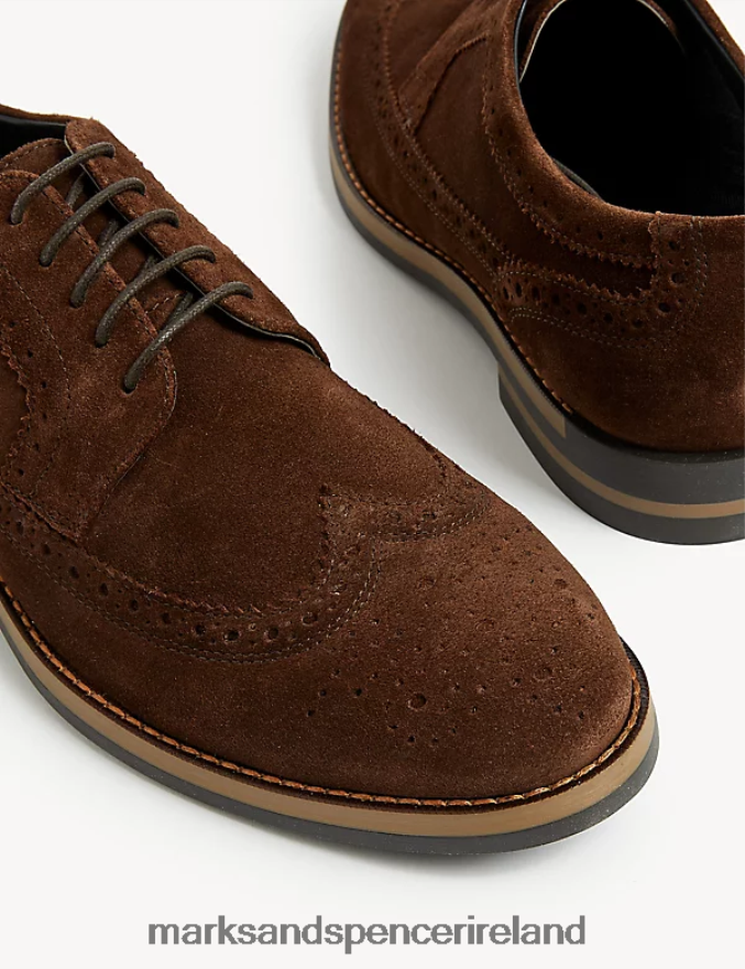 Marks & Spencer Men Suede Brogues Chocolate Footwear 2VJ8DF6192