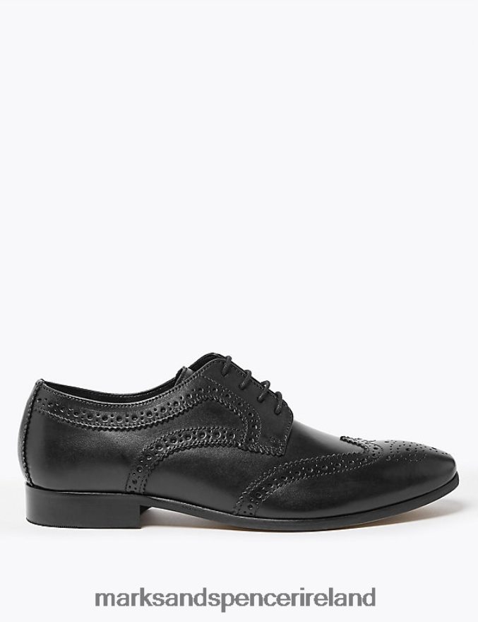 Marks & Spencer Men Wide Fit Leather Brogues Black Footwear 2VJ8DF6940