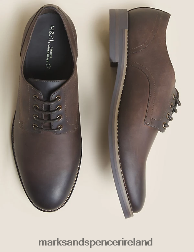 Marks & Spencer Men Leather Derby Shoes Brown Footwear 2VJ8DF6853