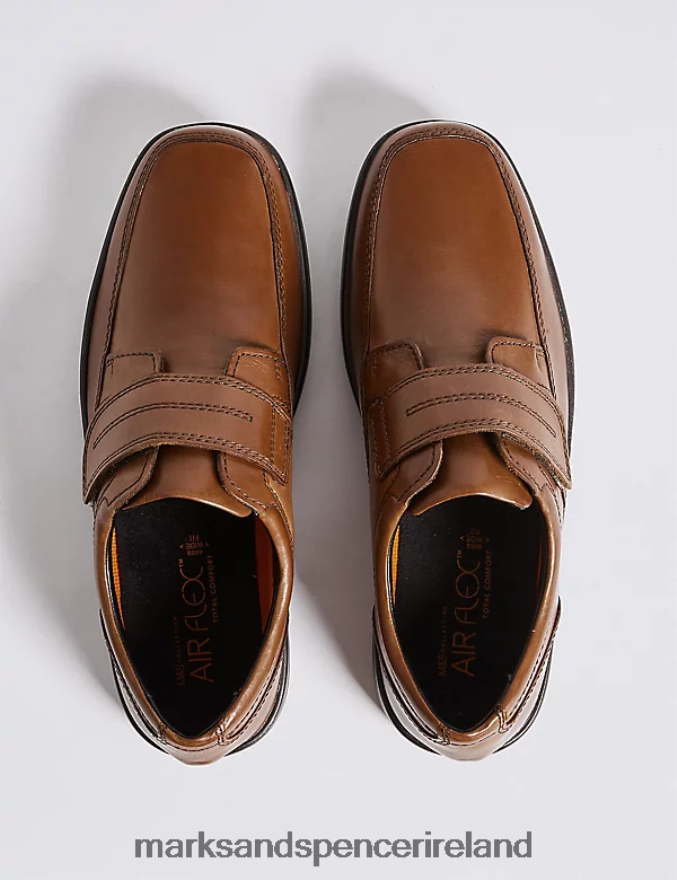 Marks & Spencer Men Wide Fit Airflex Leather Shoes Tan Footwear 2VJ8DF7468