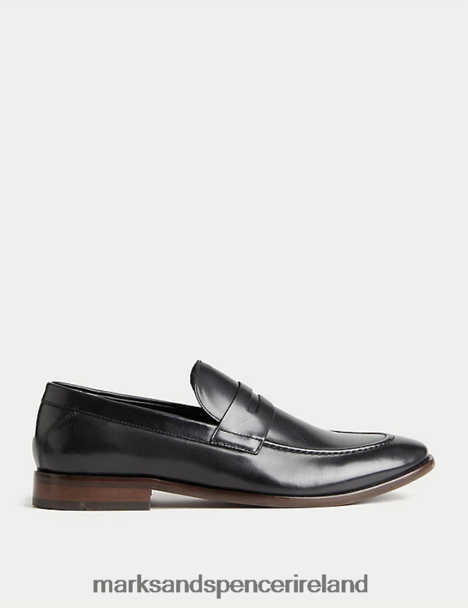 Marks & Spencer Men Leather Slip-On Loafers Black Footwear 2VJ8DF5177