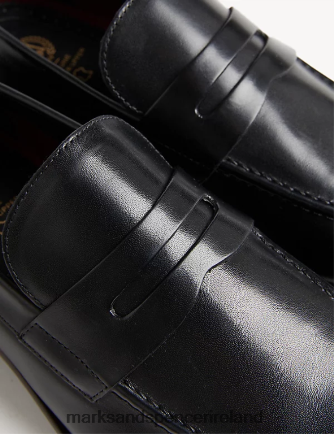 Marks & Spencer Men Leather Slip-On Loafers Black Footwear 2VJ8DF5177