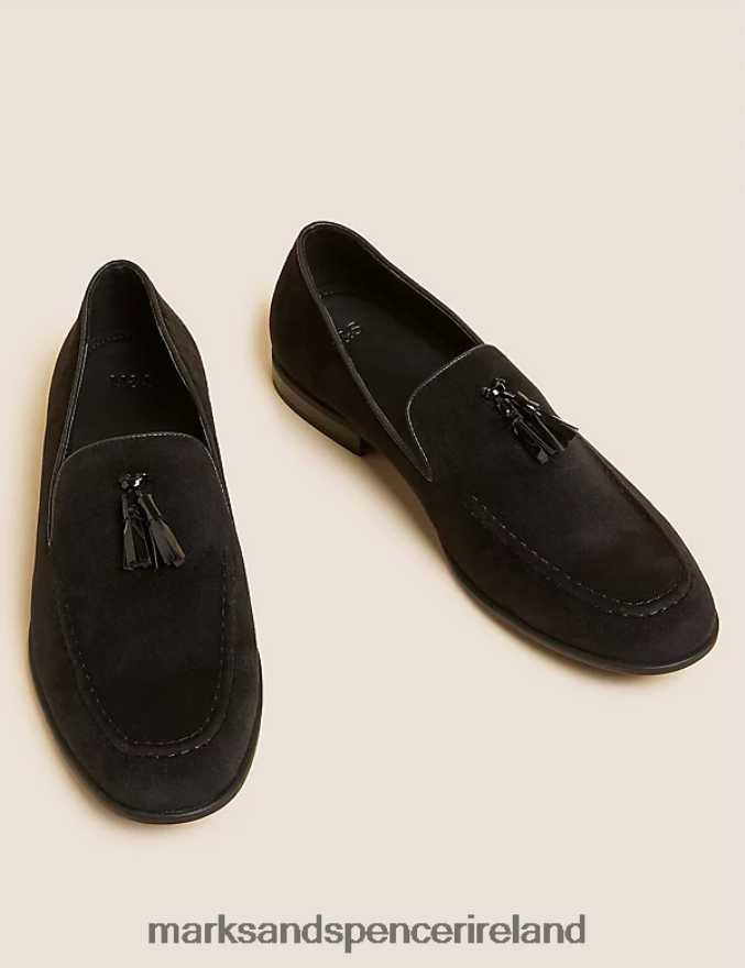 Marks & Spencer Men Velvet Slip-On Loafers Black Footwear 2VJ8DF5693