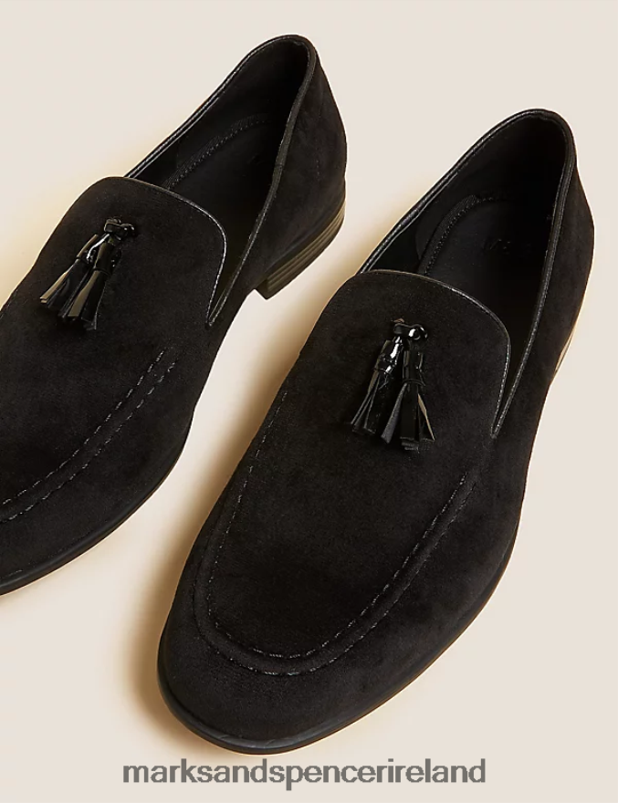Marks & Spencer Men Velvet Slip-On Loafers Black Footwear 2VJ8DF5693