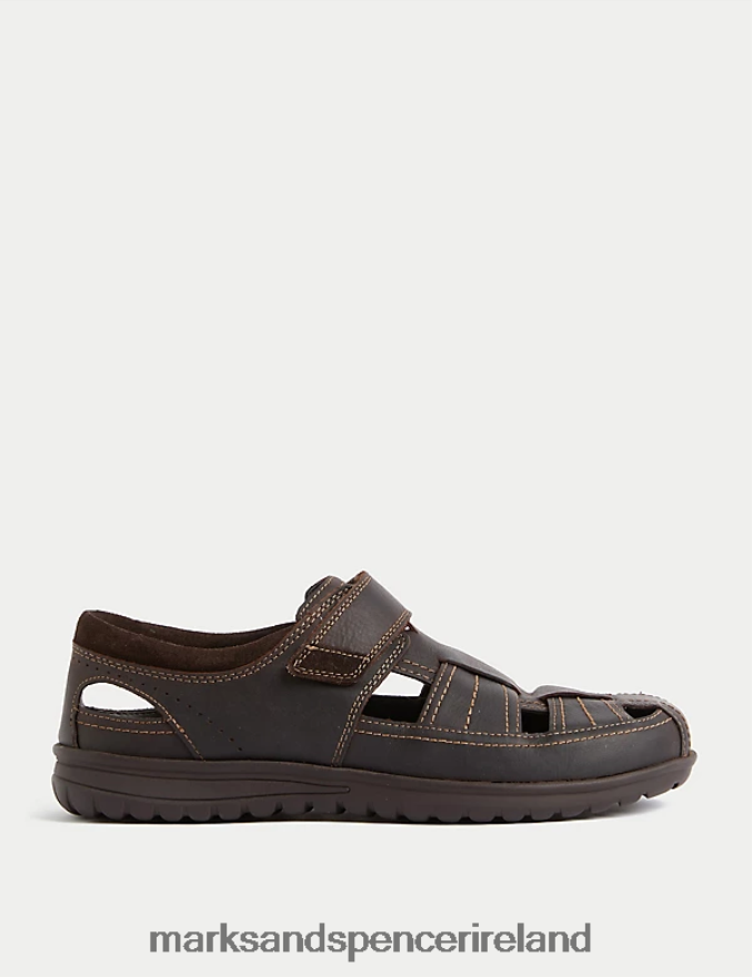 Marks & Spencer Men Leather Sandals Brown Footwear 2VJ8DF5435