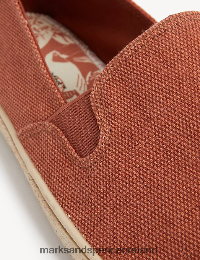 Marks & Spencer Men Canvas Slip-On Espadrilles with Freshfeet Orange Footwear 2VJ8DF5811