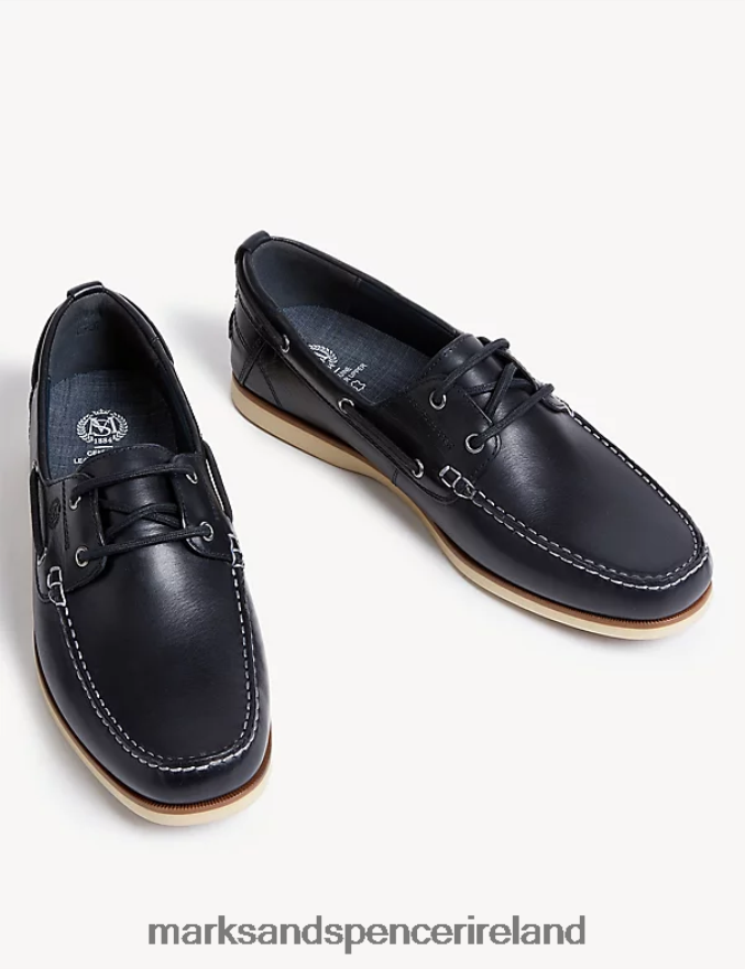 Marks & Spencer Men Leather Deck Shoes Navy Footwear 2VJ8DF6596