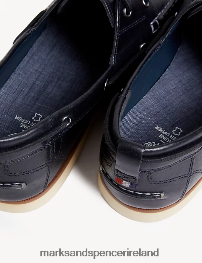 Marks & Spencer Men Leather Deck Shoes Navy Footwear 2VJ8DF6596