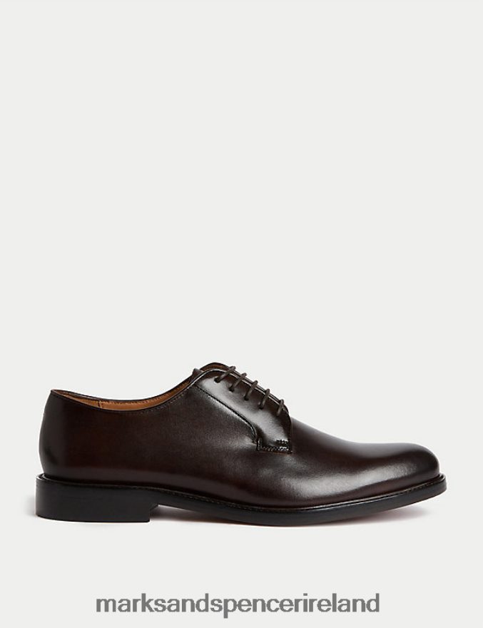 Marks & Spencer Men Leather Derby Shoes Dark Brown Footwear 2VJ8DF5914