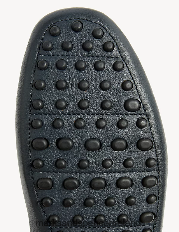 Marks & Spencer Men Leather Slip-On Driving Shoes Navy Footwear 2VJ8DF6100