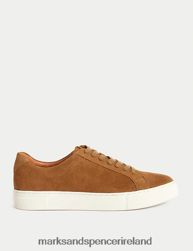 Marks & Spencer Men Suede Lace Up Trainers Caramel Footwear 2VJ8DF5725
