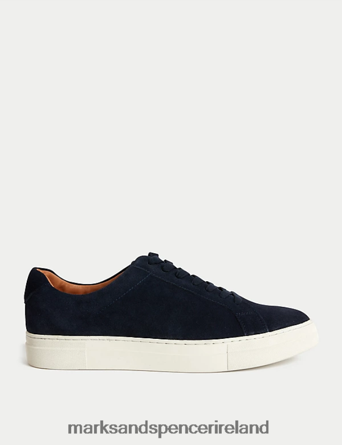 Marks & Spencer Men Suede Lace Up Trainers Navy Footwear 2VJ8DF6097