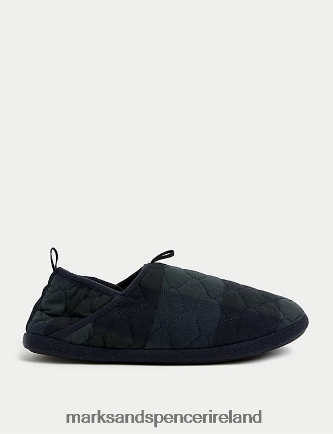Marks & Spencer Men Checked Slippers Navy Mix Footwear 2VJ8DF6332