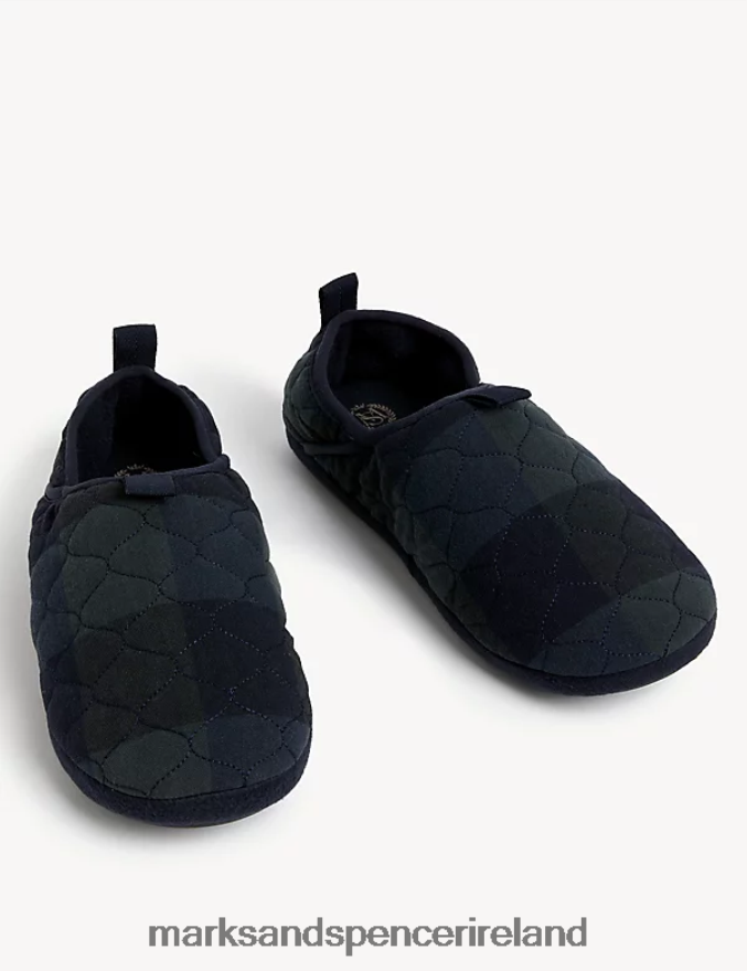 Marks & Spencer Men Checked Slippers Navy Mix Footwear 2VJ8DF6332