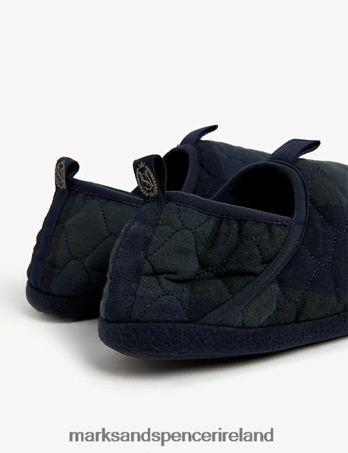 Marks & Spencer Men Checked Slippers Navy Mix Footwear 2VJ8DF6332