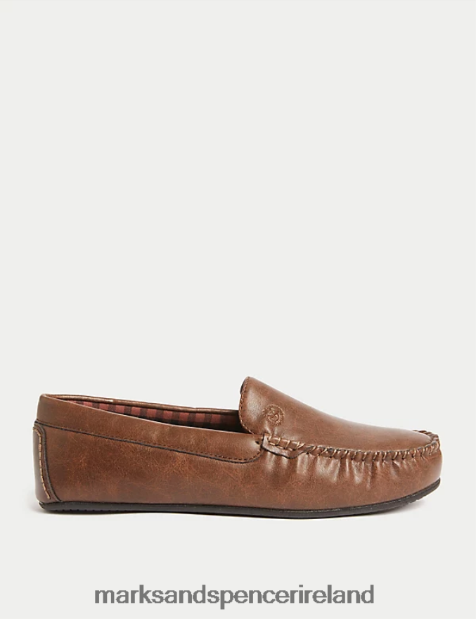 Marks & Spencer Men Moccasin Slippers with Freshfeet Tan Footwear 2VJ8DF6439