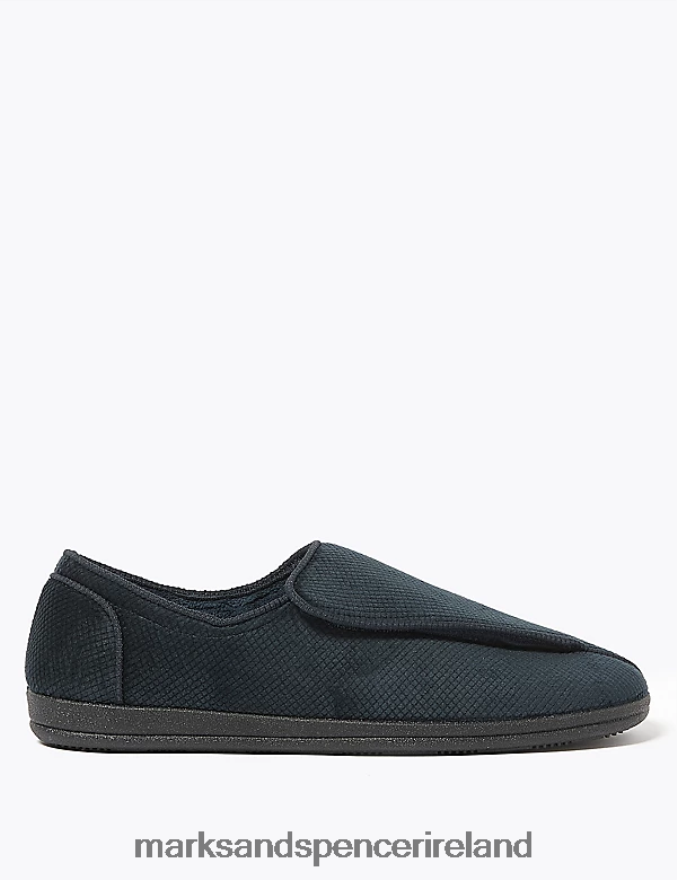 Marks & Spencer Men Riptape Slippers with Freshfeet Navy Footwear 2VJ8DF6452