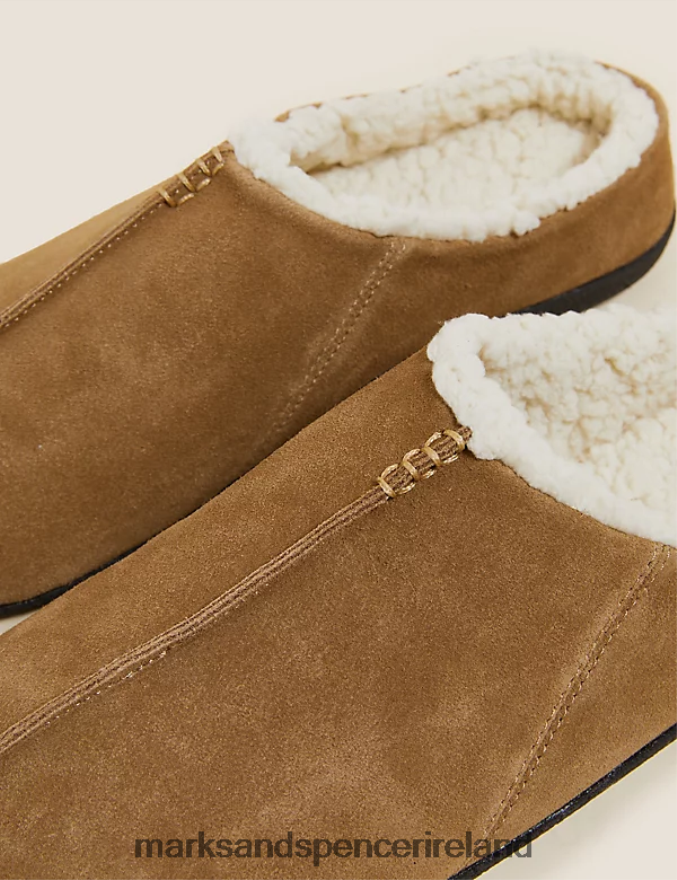 Marks & Spencer Men Suede Mule Slippers Tan Footwear 2VJ8DF5935