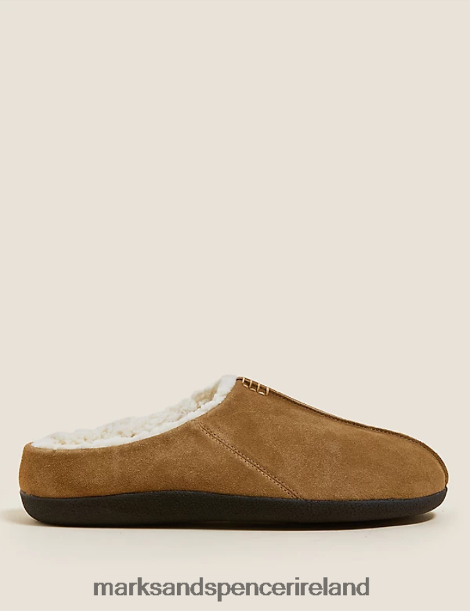 Marks & Spencer Men Suede Mule Slippers Tan Footwear 2VJ8DF5935