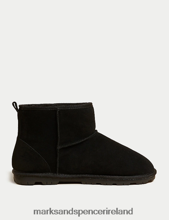Marks & Spencer Men Suede Slipper Boots Black Footwear 2VJ8DF7181