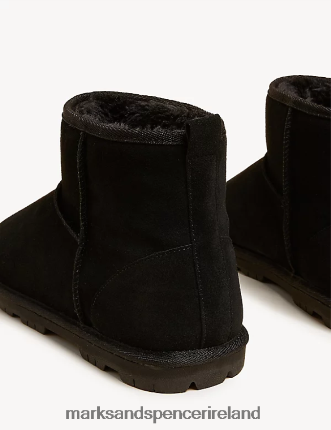 Marks & Spencer Men Suede Slipper Boots Black Footwear 2VJ8DF7181
