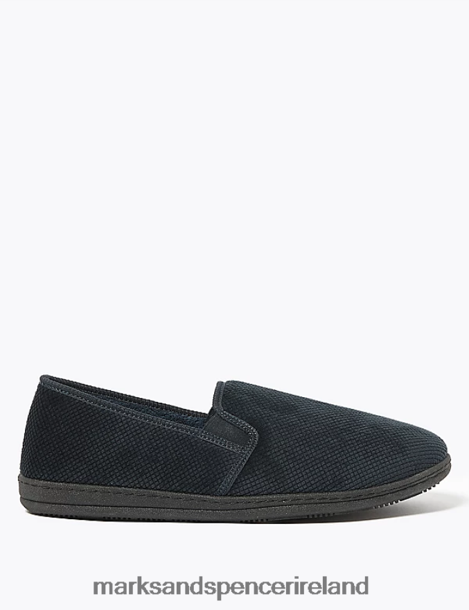 Marks & Spencer Men Velour Slippers with Freshfeet Navy Footwear 2VJ8DF6820