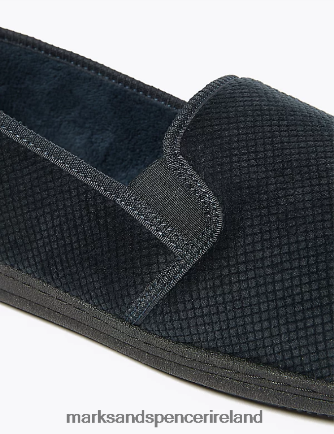 Marks & Spencer Men Velour Slippers with Freshfeet Navy Footwear 2VJ8DF6820