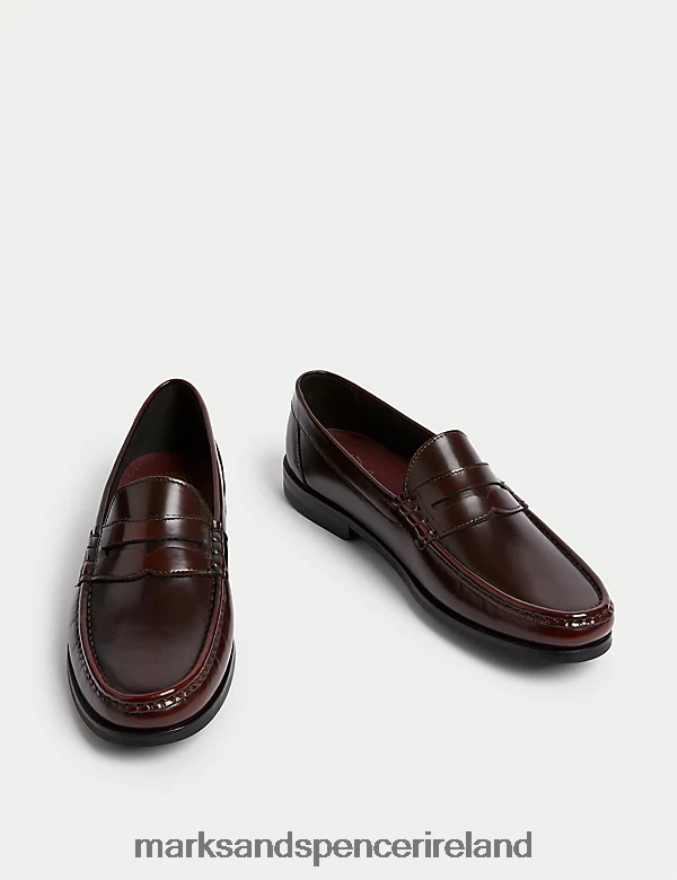 Marks & Spencer Men Hunslet Penny Loafer Burgundy Footwear 2VJ8DF5001