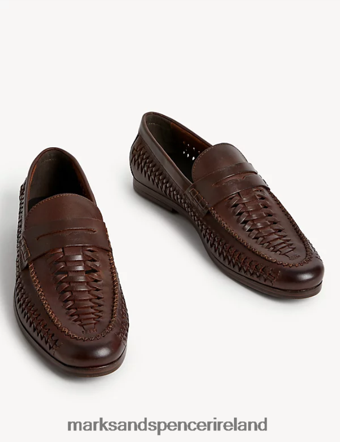 Marks & Spencer Men Leather Loafers Brown Footwear 2VJ8DF5052