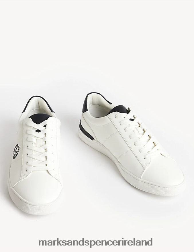 Marks & Spencer Men Lace Up Trainers White Footwear 2VJ8DF4880