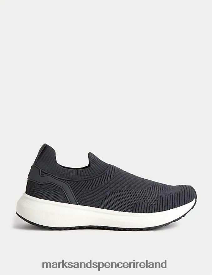 Marks & Spencer Men Slip-On Trainers Charcoal Footwear 2VJ8DF5137