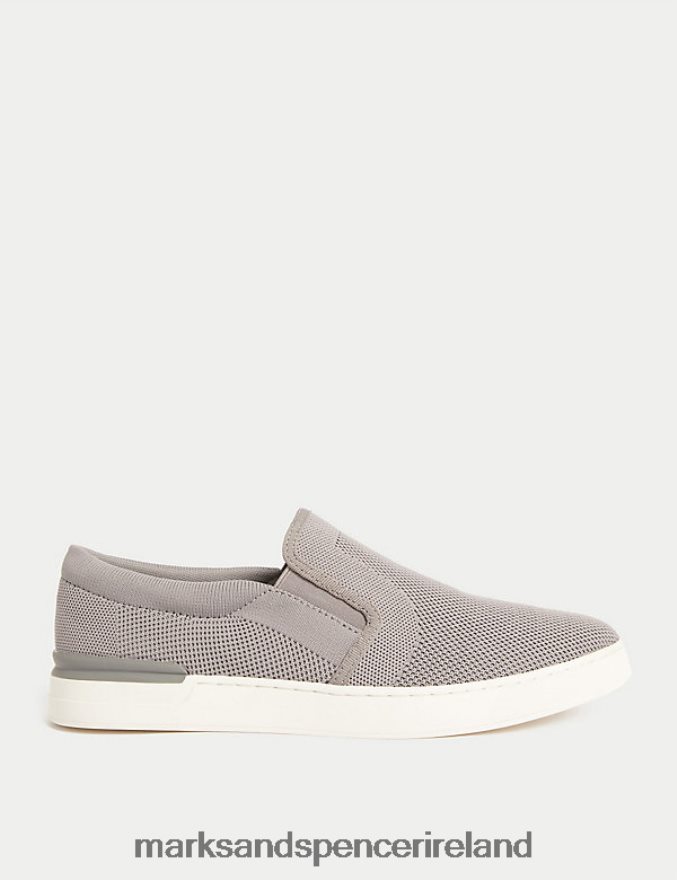 Marks & Spencer Men Slip-On Trainers Grey Footwear 2VJ8DF5349