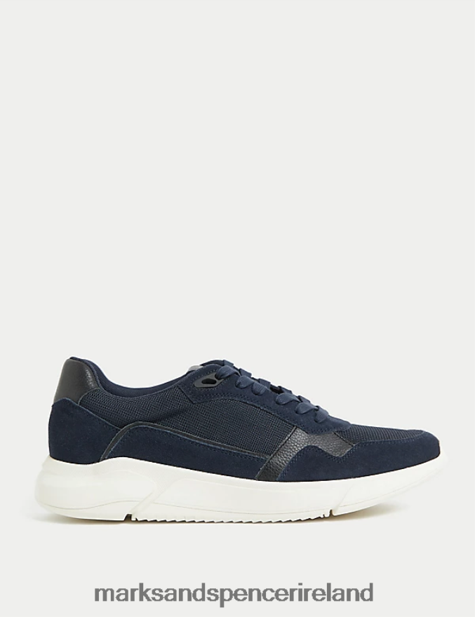 Marks & Spencer Men Suede Lace Up Trainers Navy Clothing 2VJ8DF5907