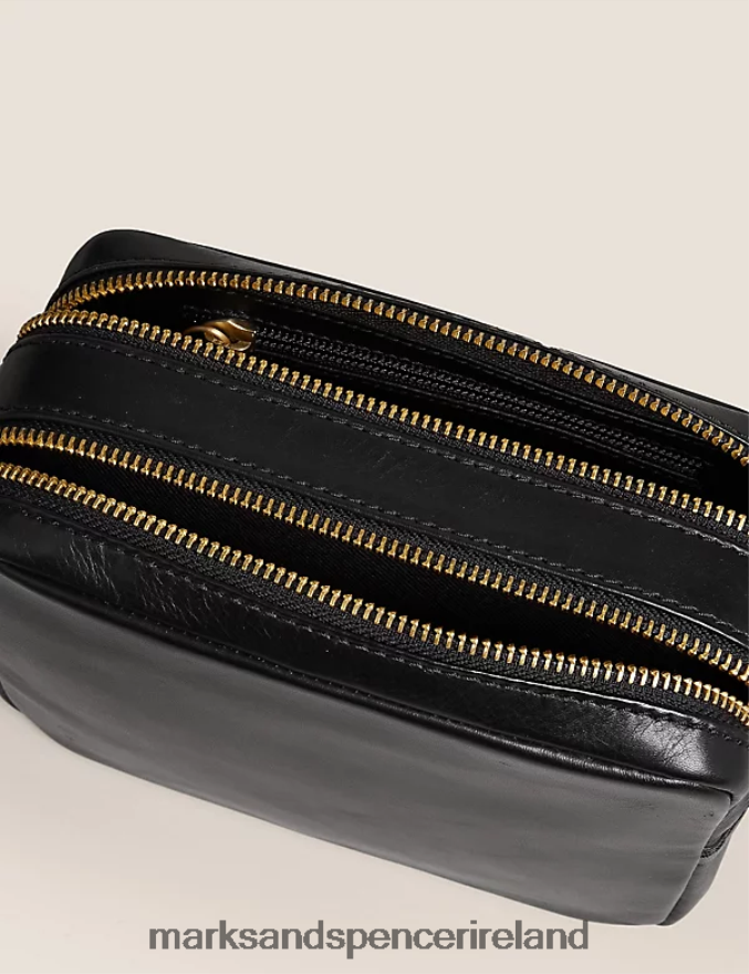 Marks & Spencer Women Leather Cross Body Camera Bag Black Accessories 2VJ8DF3156