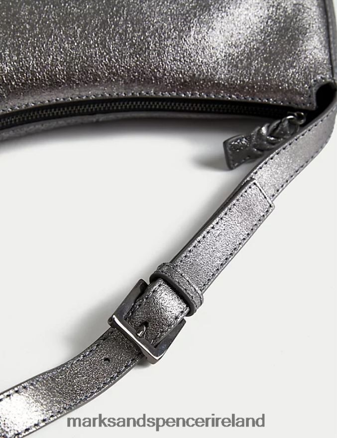 Marks & Spencer Women Leather Buckle Detail Shoulder Bag Metallic Accessories 2VJ8DF749